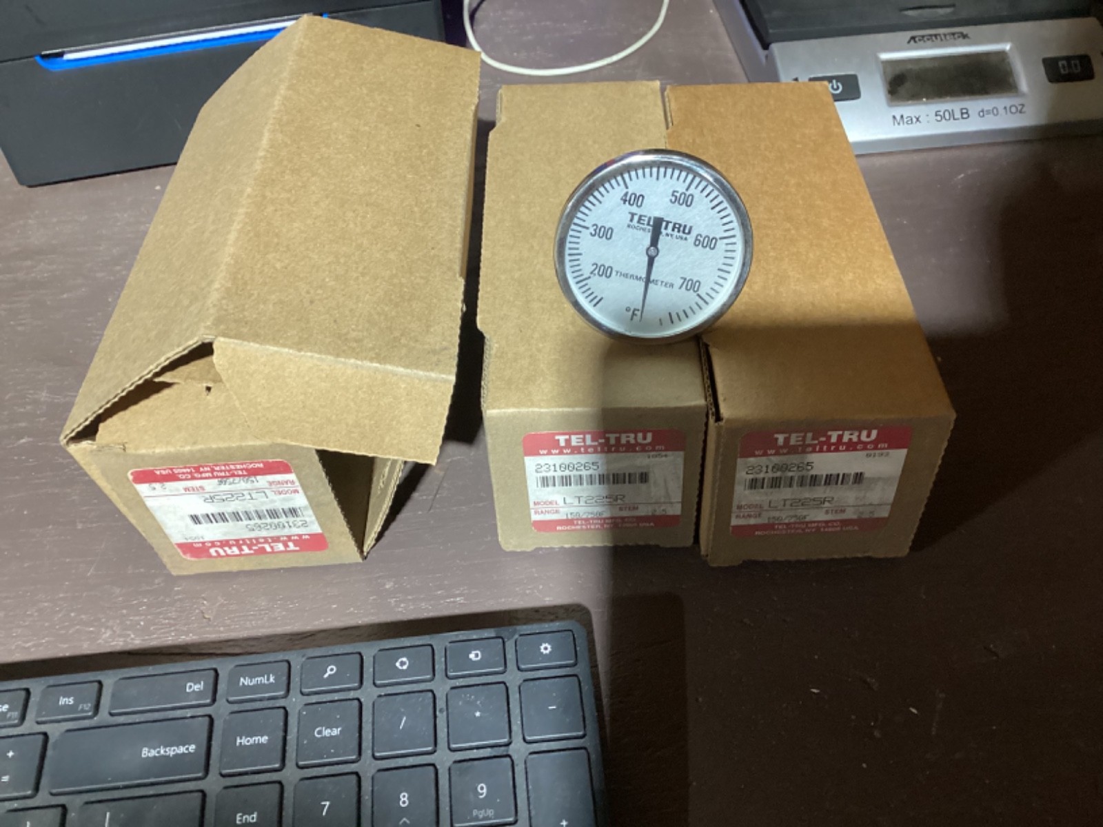 Lot of 3 Tel-Tru LT225R Thermometer 150-750 Deg F 2.5in Stem 2in Gauge