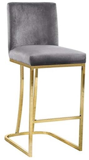 Heidi Collection Modern | Contemporary Velvet Upholstered Grey / Gold Gold