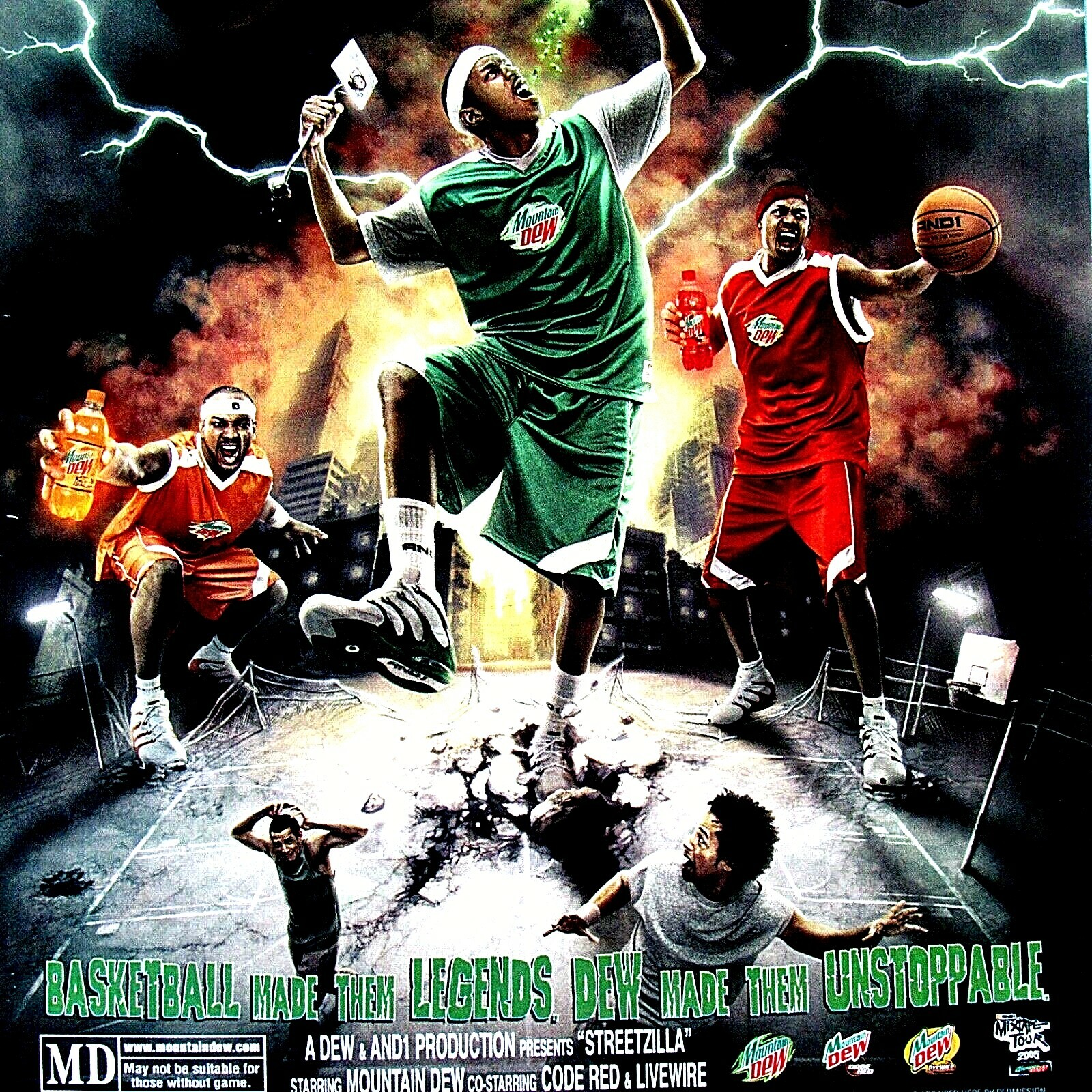 Mountain Dew Streetzilla Dew Made Them Unstoppable Original 2005 Print Ad