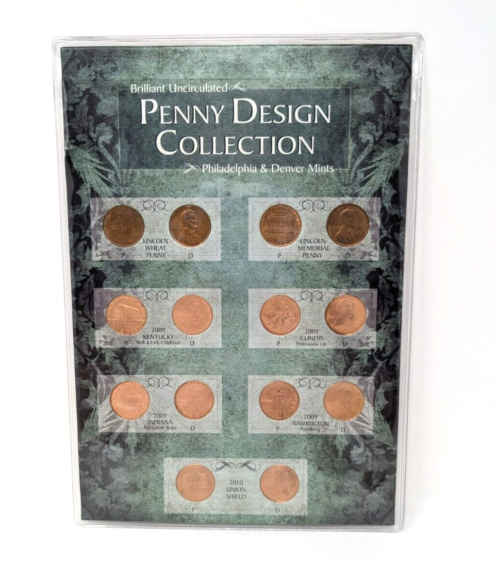 Brilliant Uncirculated Penny Design Collection P & D Mints COA Display