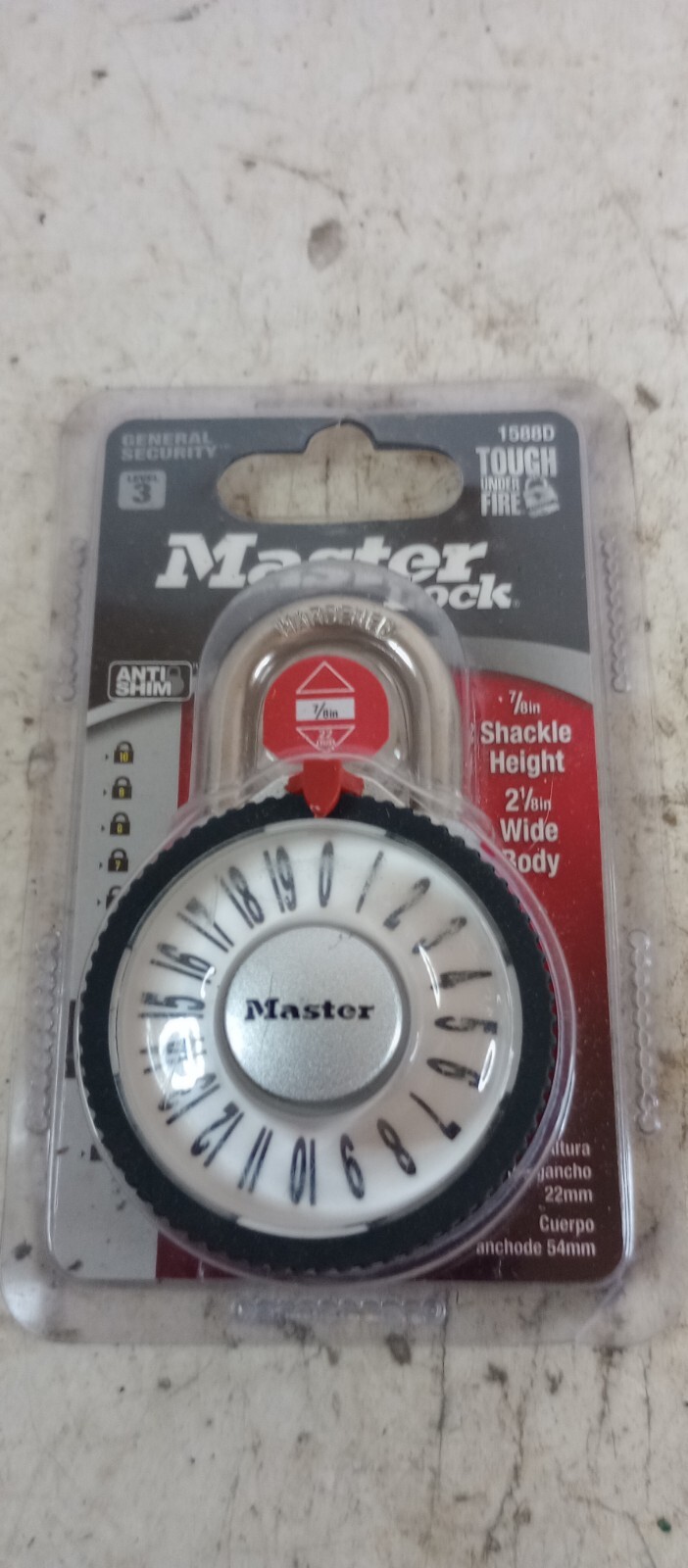 MASTER 1588D LARGE MAGNIFIED NUMBER COMBINATION LOCKER PADLOCK SILVER