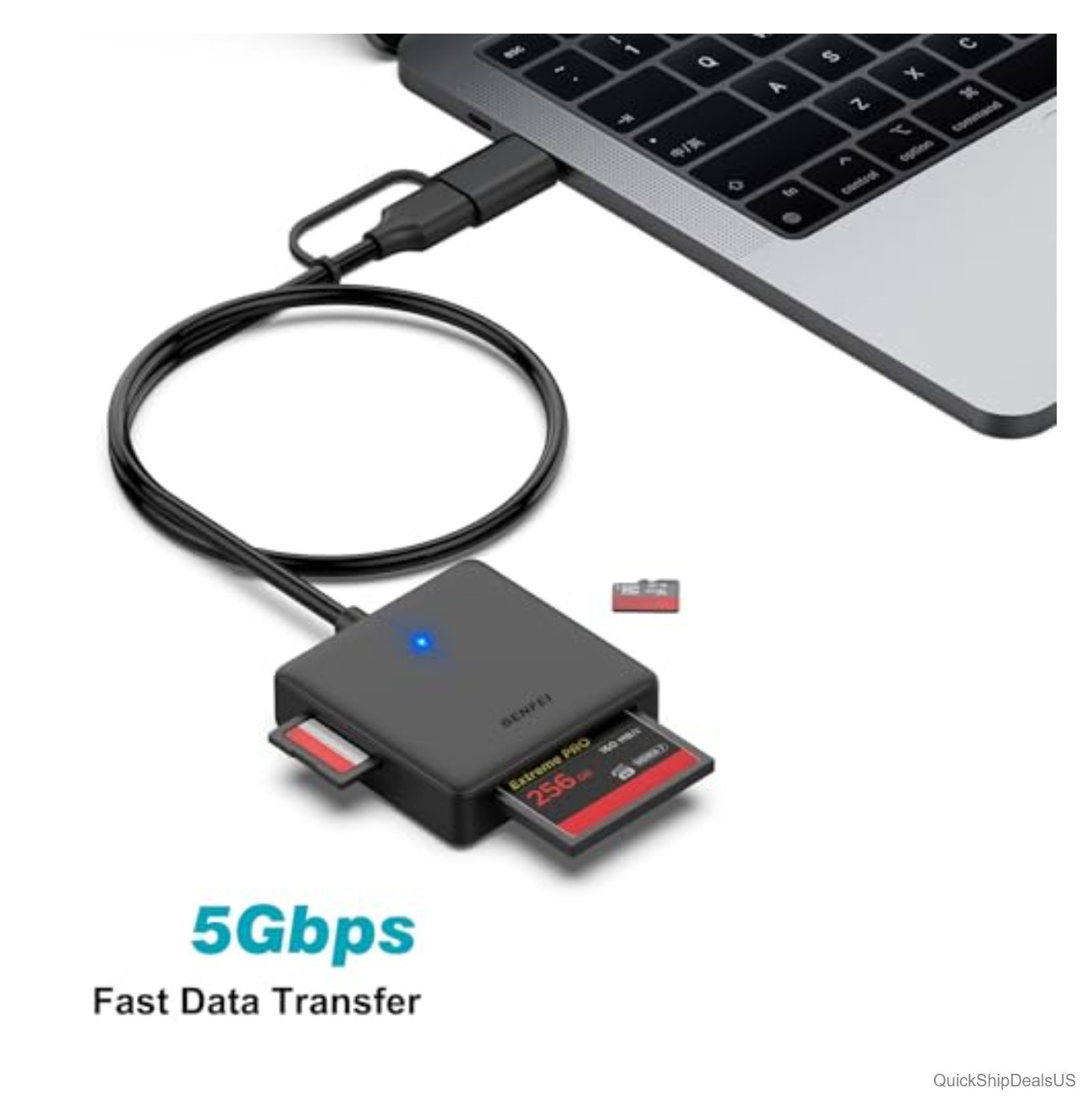 Memory Card Reader 4-in-1 USB 3.0 & USB-C Adapter for SD, Micro SD, MS, CF Cards