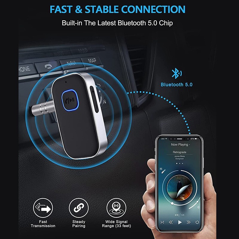 USB Wireless Bluetooth 5.0 Audio Receiver 3.5mm Aux Adapter for Car Headphone PC