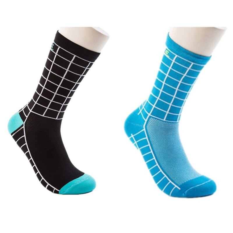 2 Pairs Cycling Socks Pro Road Bicycle Riding Bike Sports Ankle Socks Black Blue
