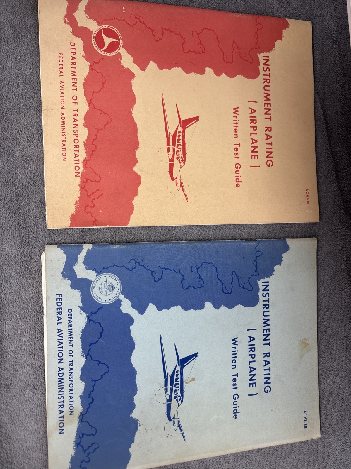 AC-61-8B/C Airplane Instrument Rating Written Test Guide 1972, FAA Lot Of 2