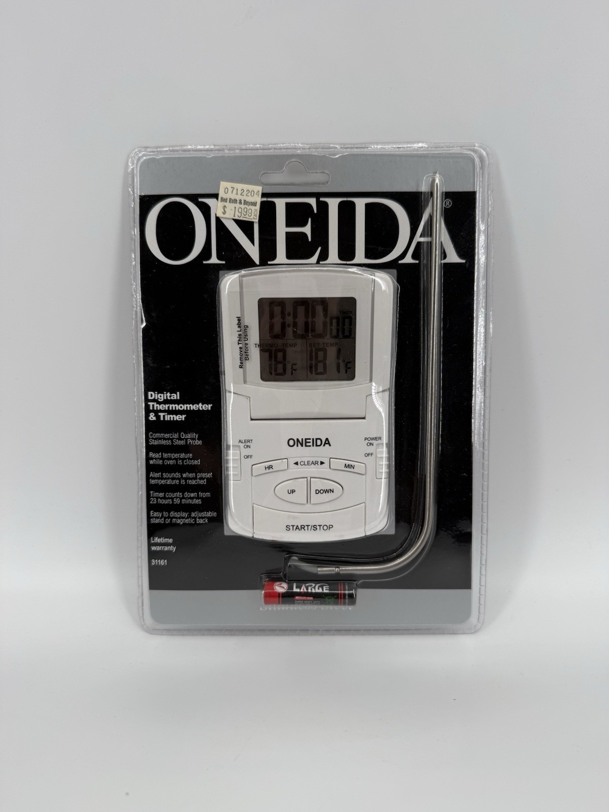 Oneida Digital Probe Oven Thermometer and Timer #31161 White - NEW & SEALED!