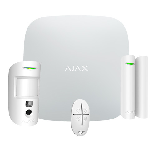 Ajax Professional Alarm Kit HUB2+PIRCAM+ Controller+Doorprotect White Ajax