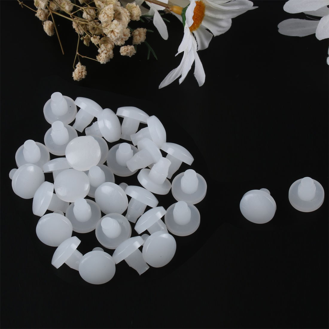 25pcs 7mm White Stem Bumpers Glide, Patio Outdoor Furniture Glass Top Embedded