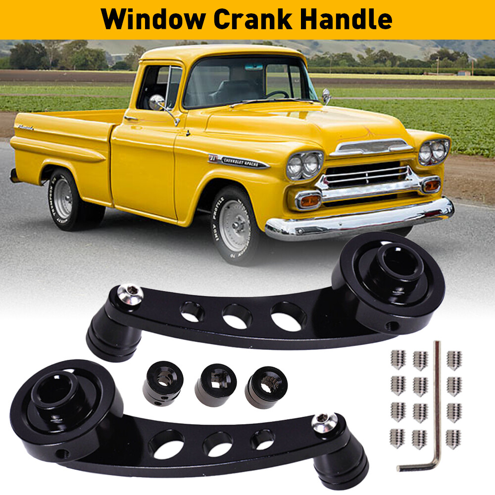 2pc Black Billet Window Aluminum Crank Handle For Chevy Ford VW Chrysler GM Jeep