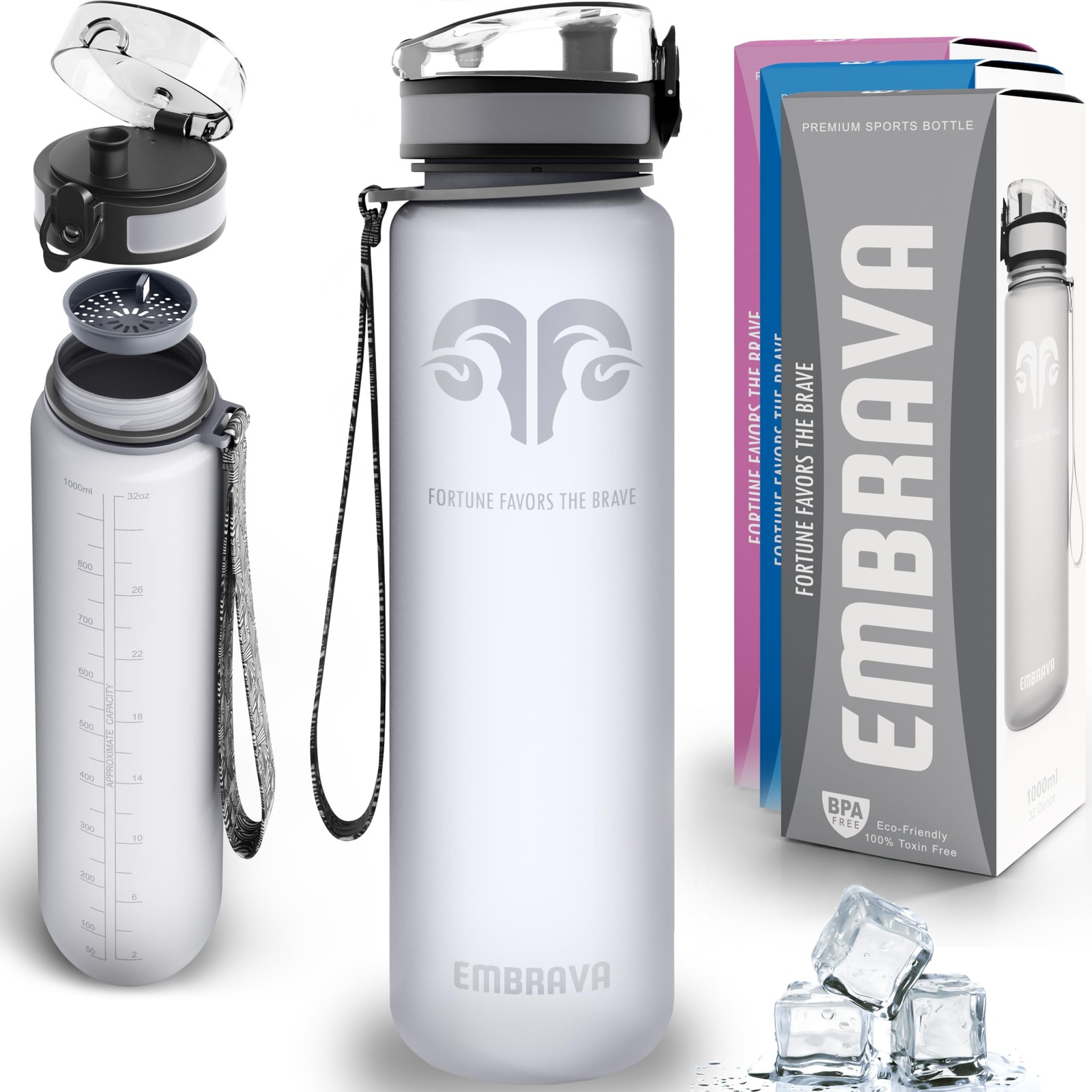 Best Sports Water Bottle - 32oz Large - Fast Flow, Flip Top Leak Proof Lid - ...