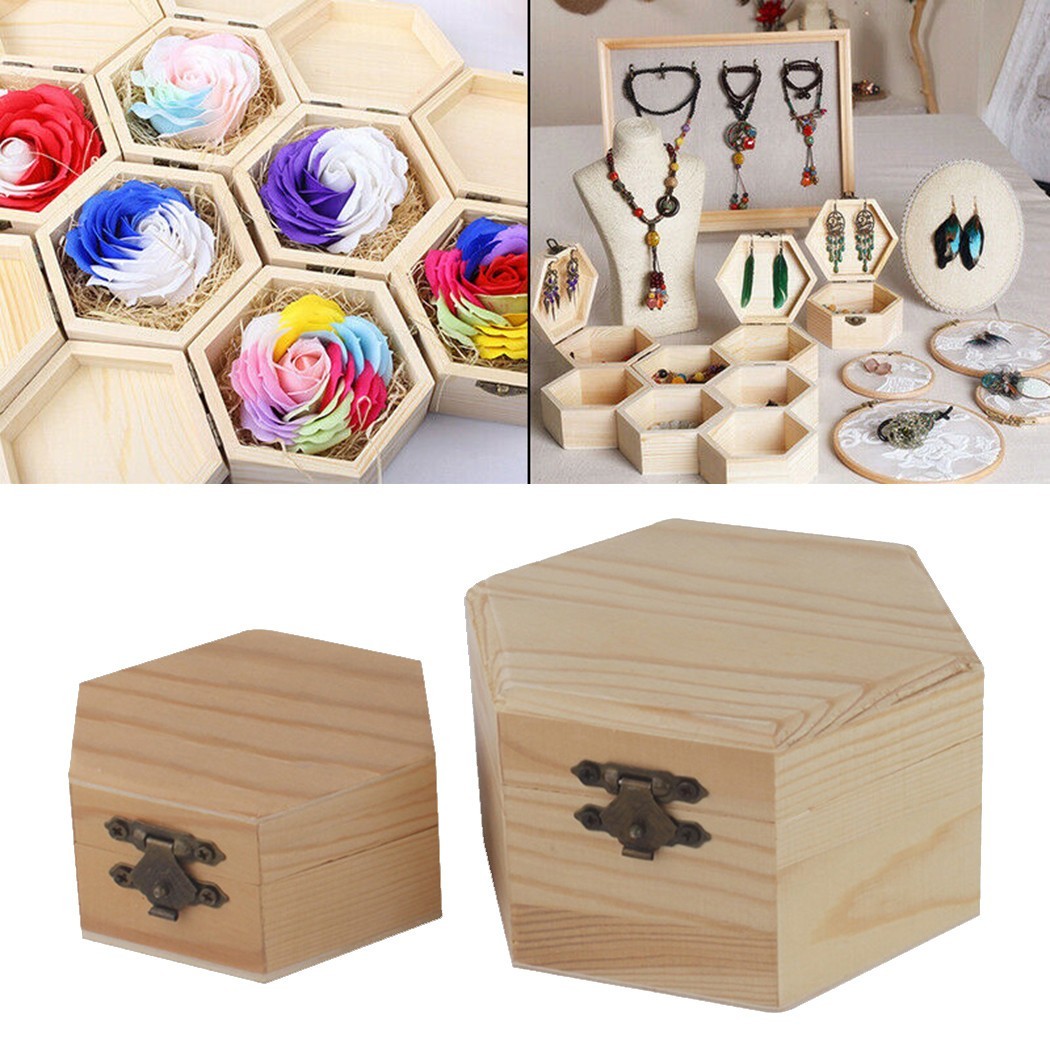 Storage Box Jewelry Wooden Box Christmas Toys DIY Toys Handicrafts Hexagonal