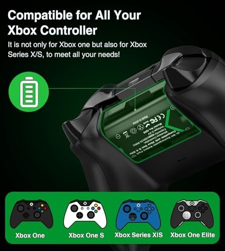 Xbox Controller Battery Pack 2x 6200mWh Rechargeable Fast Charging Charger