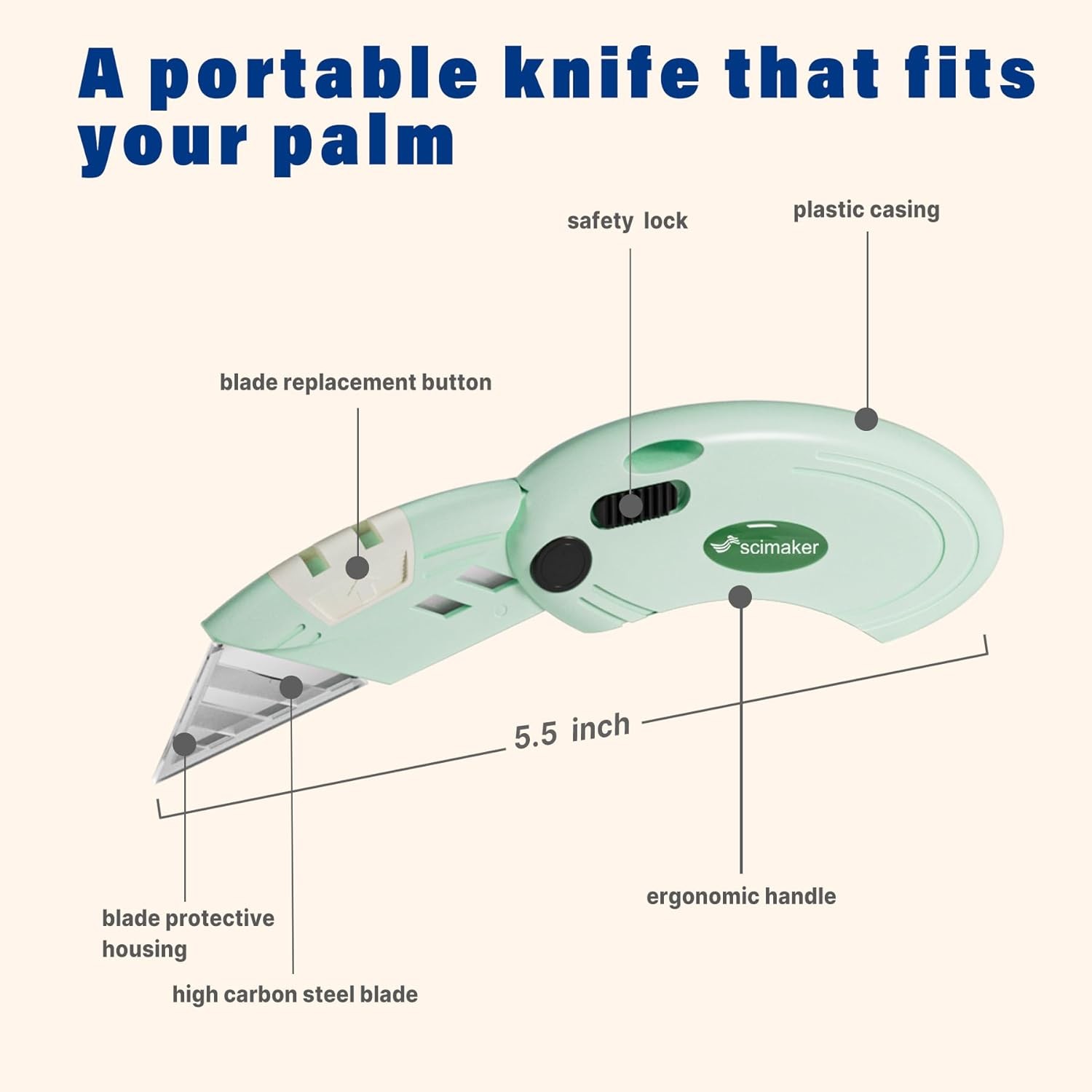 4 Pack Folding Box Cutters – Lightweight Utility Knives with Back-Lock & 10 Ex