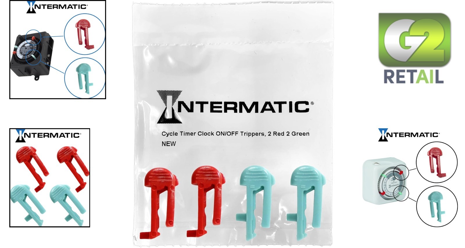Intermatic-Compatible Timer Switch Trippers - 2 Red & 2 Green for Easy Setup