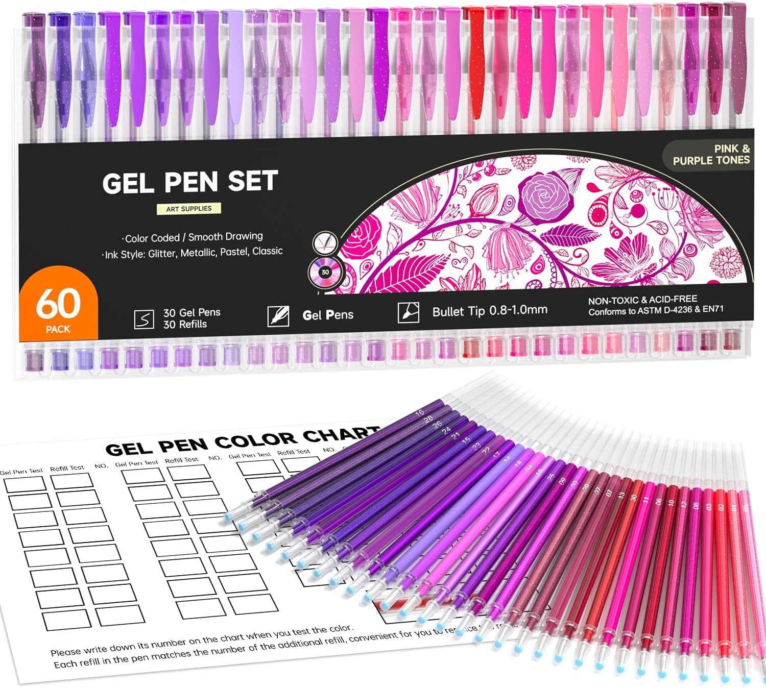 Shuttle Art 60 Pack Tone , 1 Count (Pack of 60), 60 Pink Purple