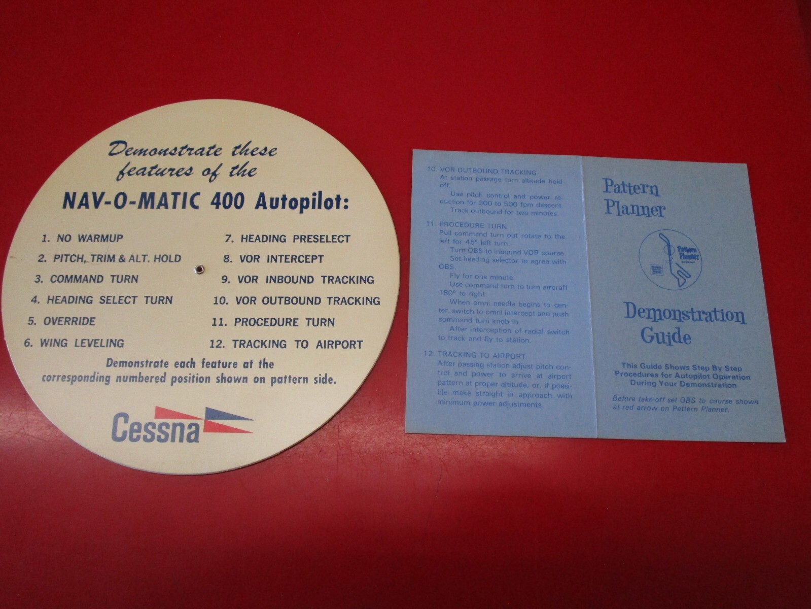 Vintage Cessna Nav-o-matic 400 autopilot pattern planner demonstration guide