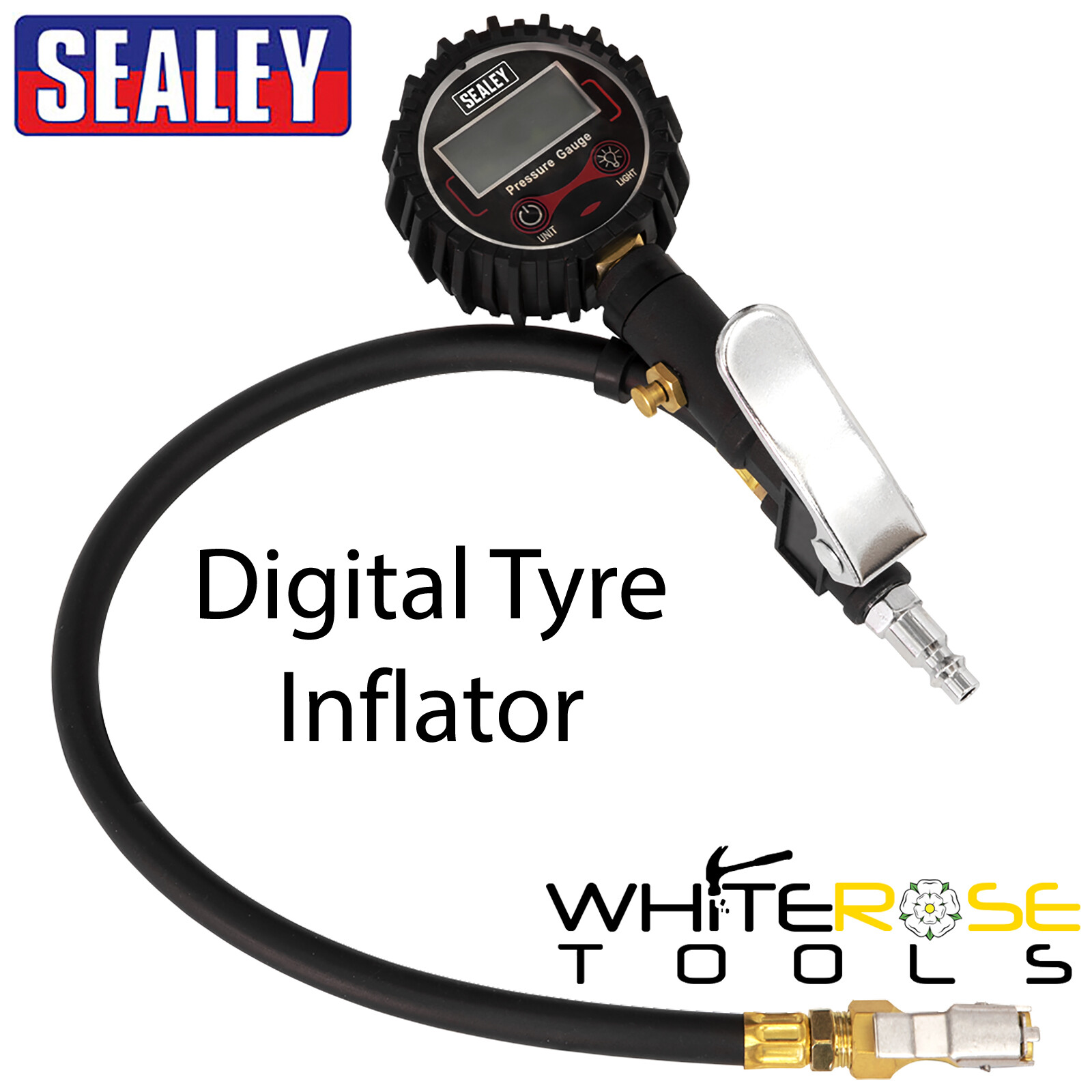 Sealey Digital Tyre Inflator Clip On Connector Dial Gauge Air Line Wheel Pump