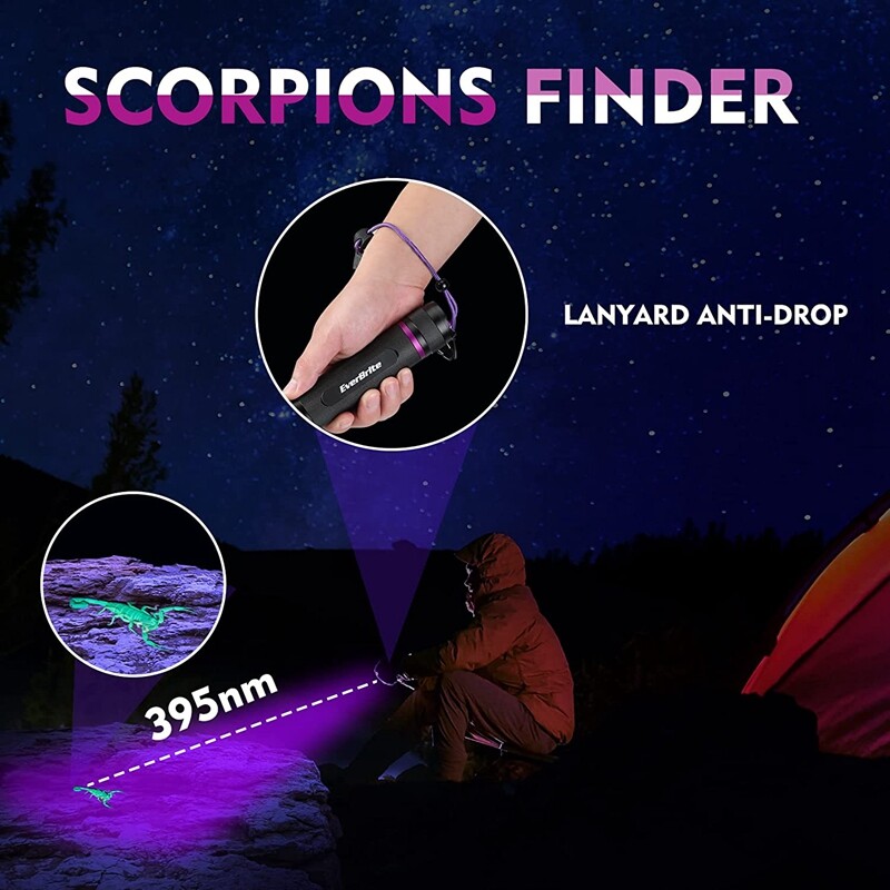 EverBrite Black Light Flashlight 128 LED UV Flashlights 395 nm Ultraviolet Light