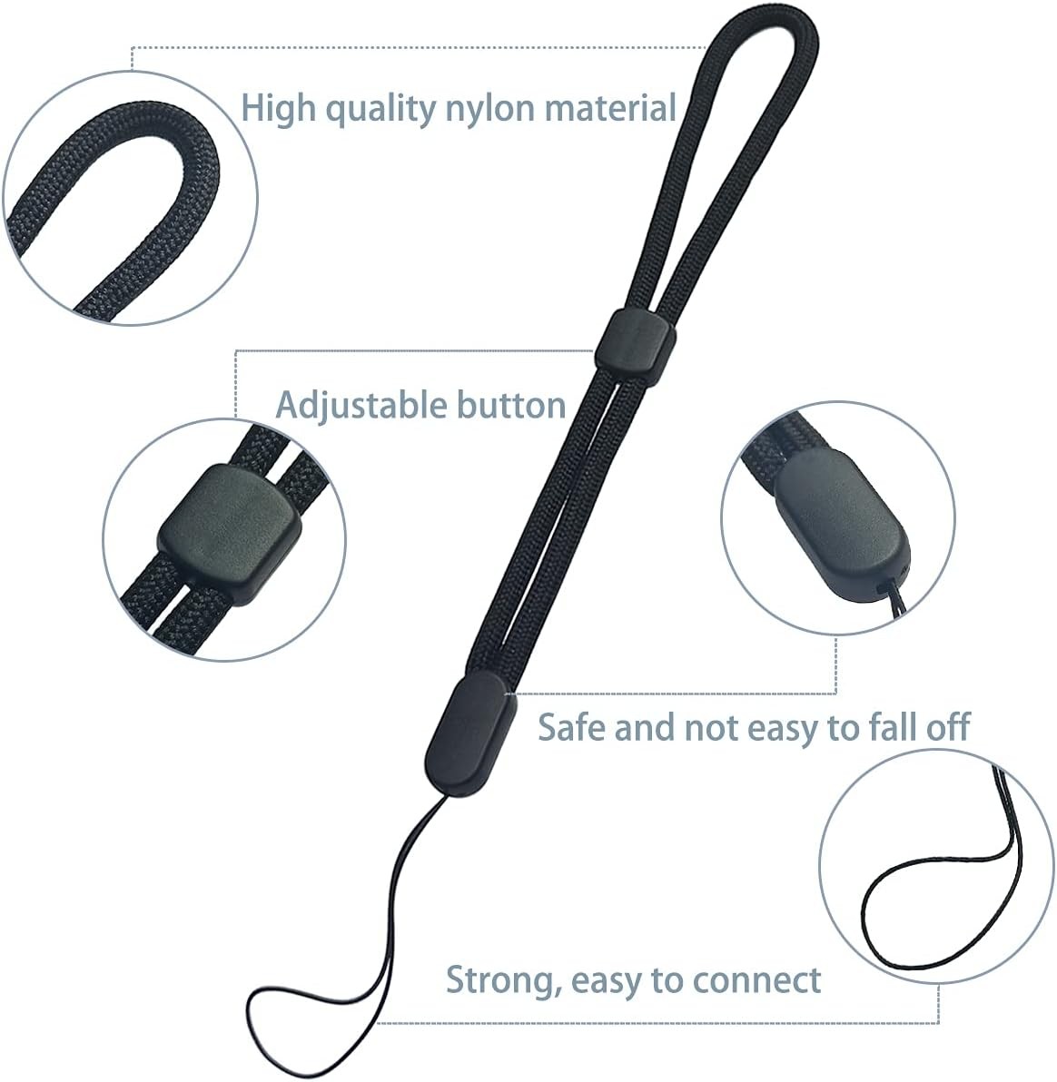 5Pcs 7.8 Inch Adjustable Nylon Wrist Lanyards