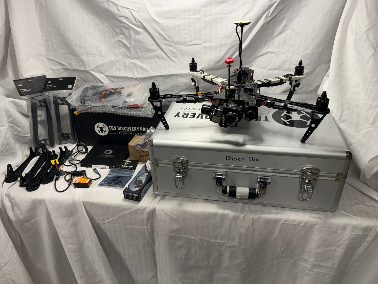 TBS Discovery Pro with GoPro4, custom case, and many extras