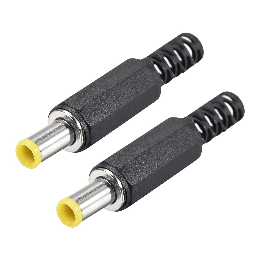 2pcs Male Connector 5.3mm x 3.0mm Power Cable Jack Adapter Black