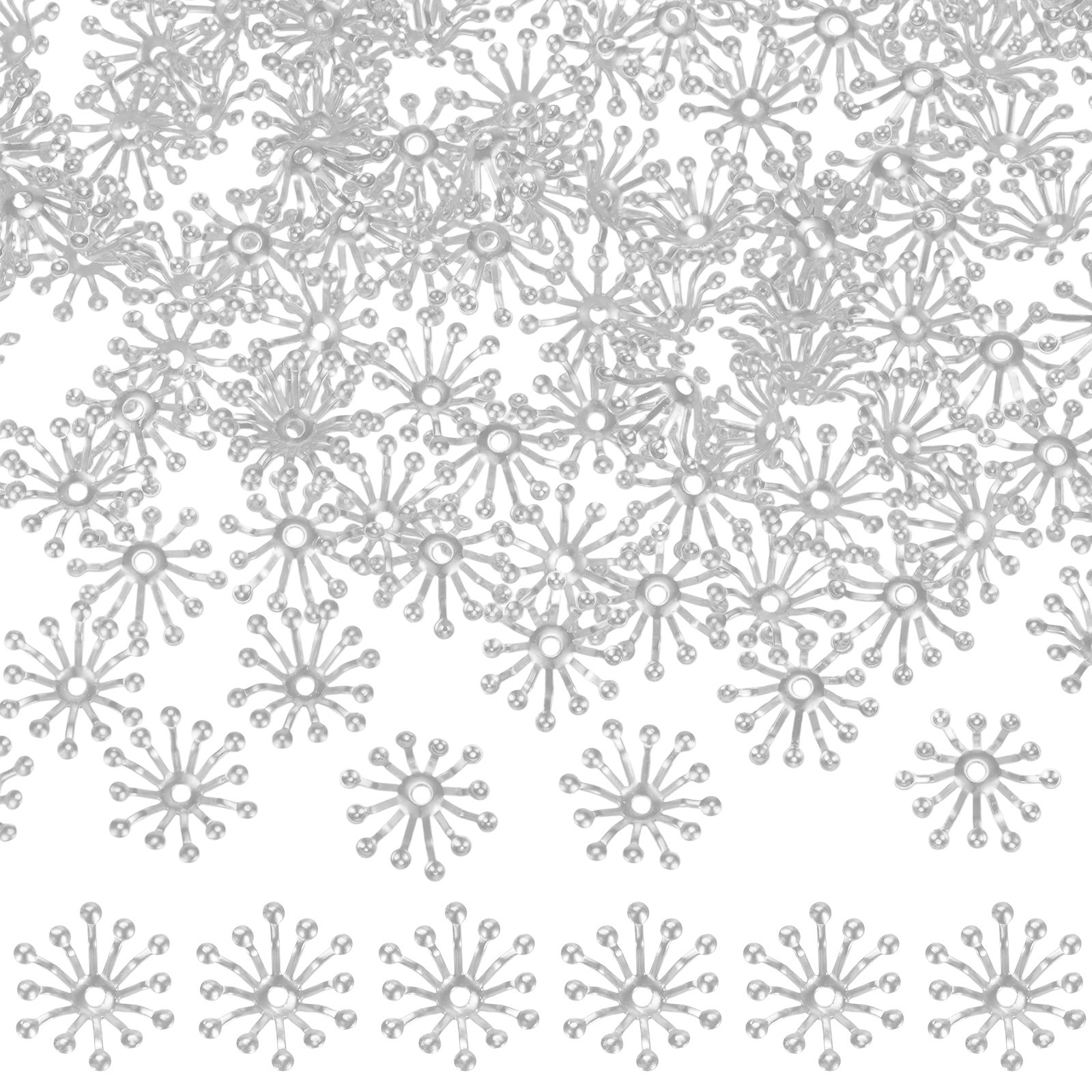 50-Pack 13mm x 3.5mm ( W x H ) Bead End Caps Flower Stamen [Silver]