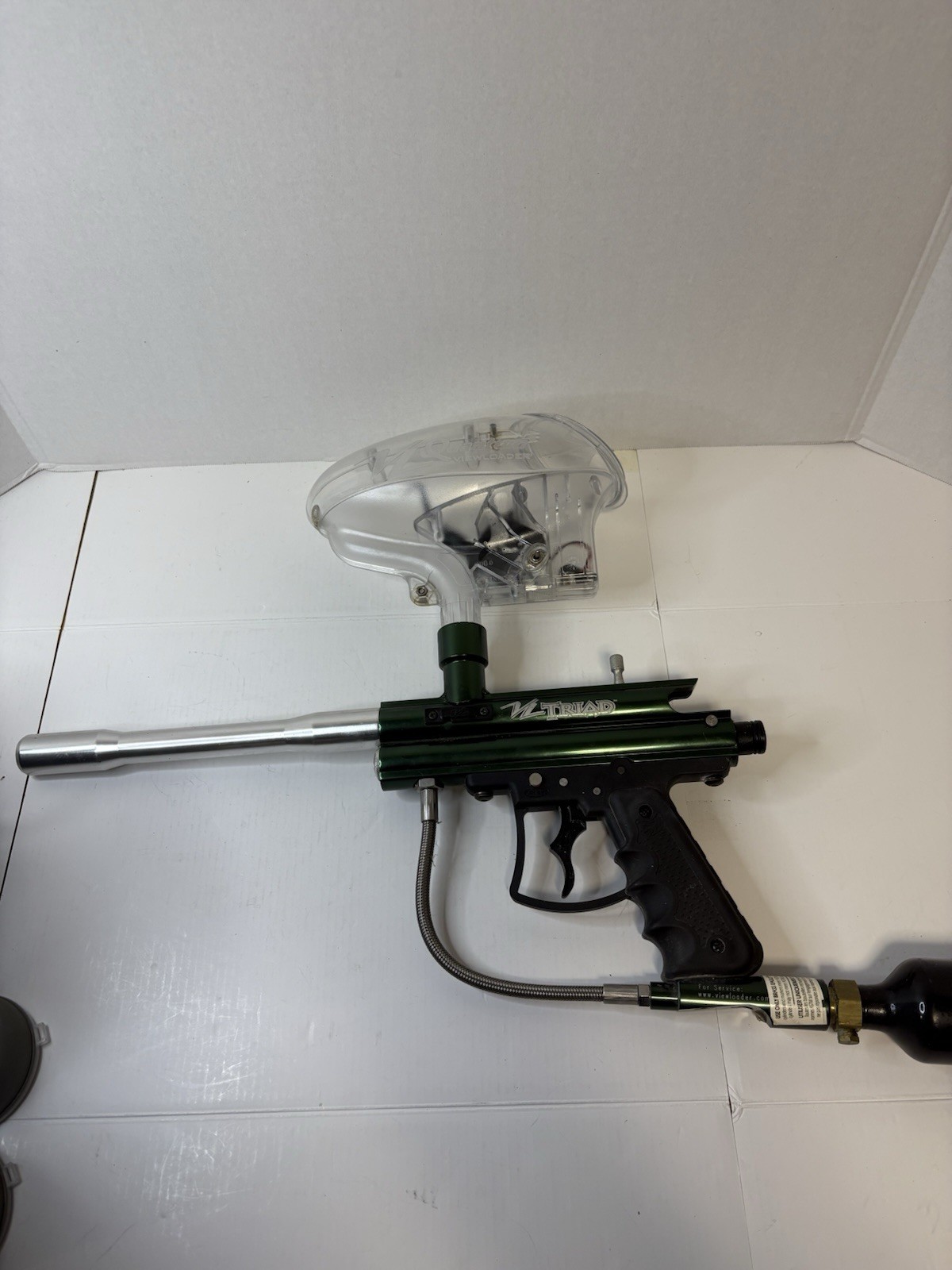 Paintball Gun Bundle, Viewloader VL Triad Marker Semi Auto, Helmet, Hopper, Pods