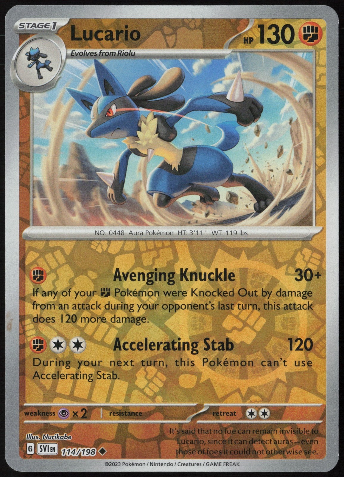 Pokémon - Lucario 114/198 - Scarlet & Violet - Reversen Holo - NM/M