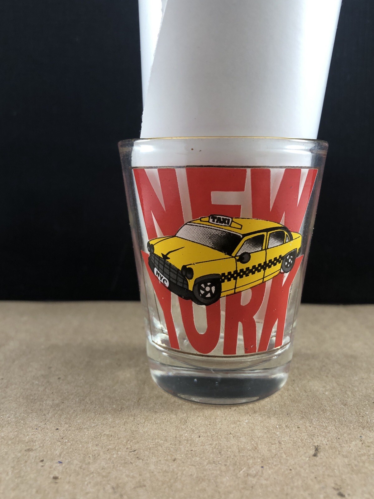 New York Taxi shot glass, COMBINED SHIP $1 PER MULTIPLE