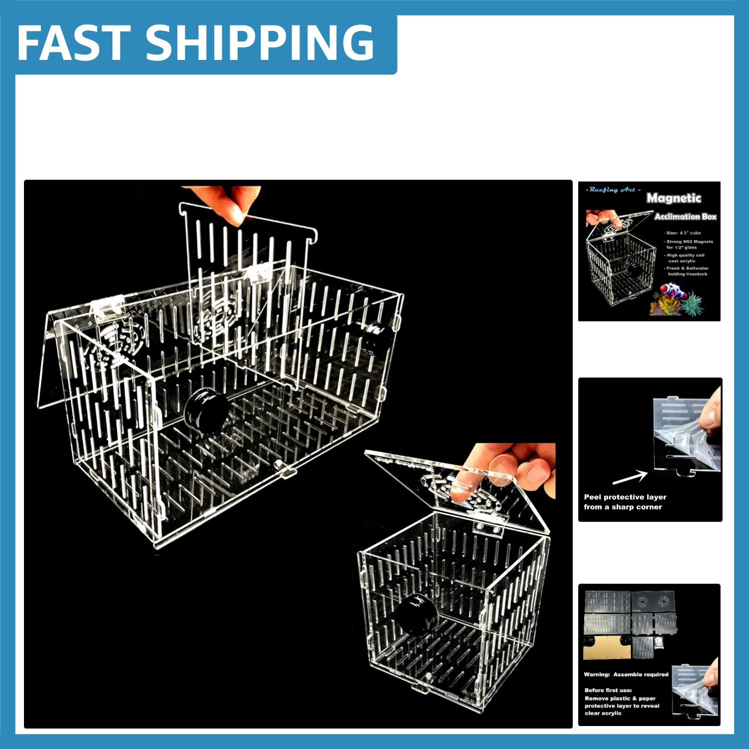 4.5" Magnetic Acclimation Breeder Box for Anemones & Corals - N52 Strong Design
