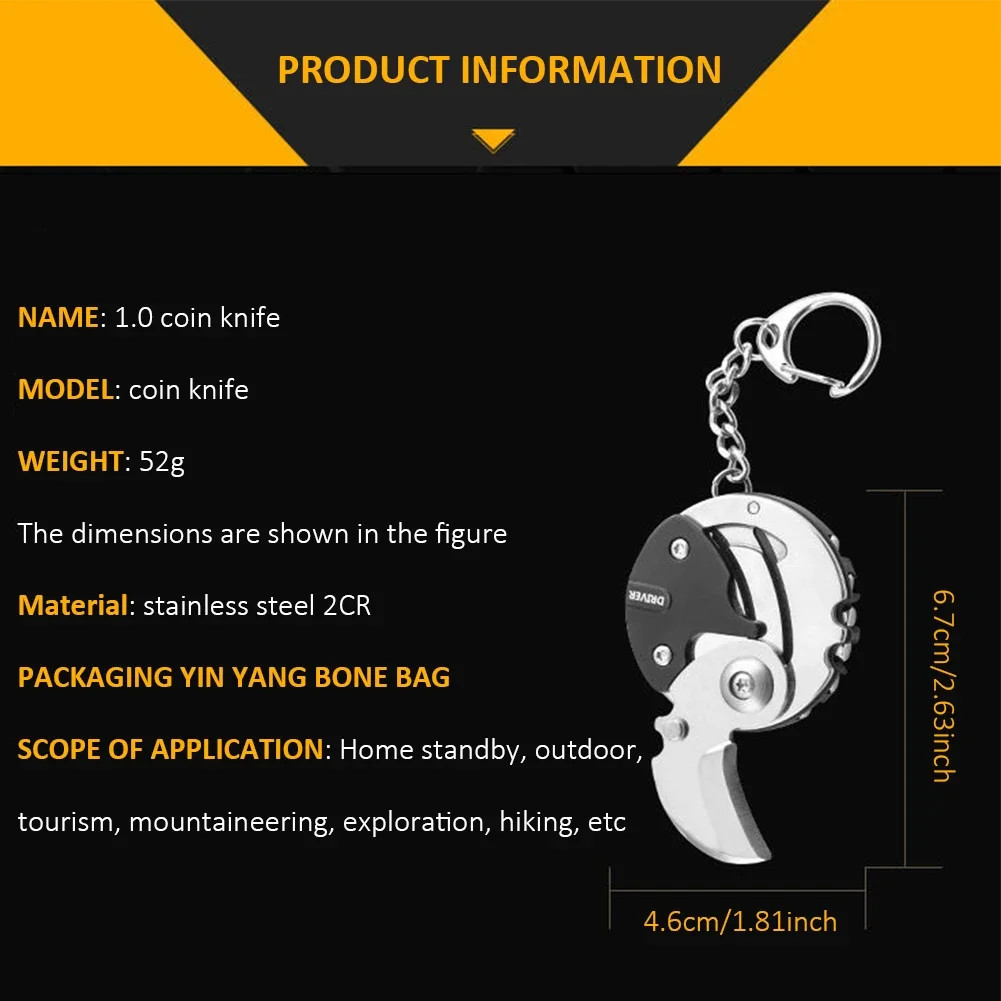 Multifunctional EDC Keychain Screwdriver Hex Coin Folding Pocket Tool