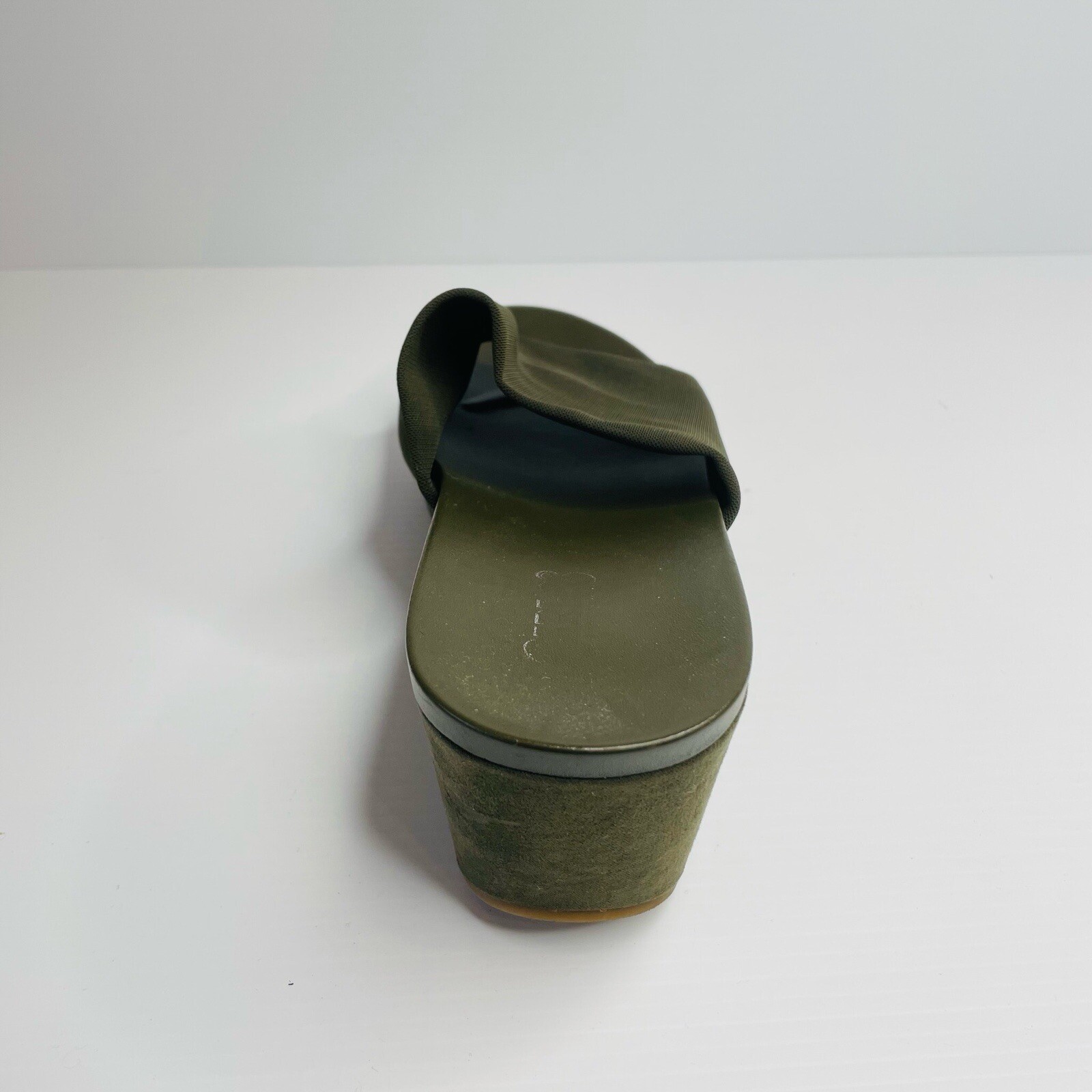 Green Suede Wedge Mule Slides Size 10 Designer