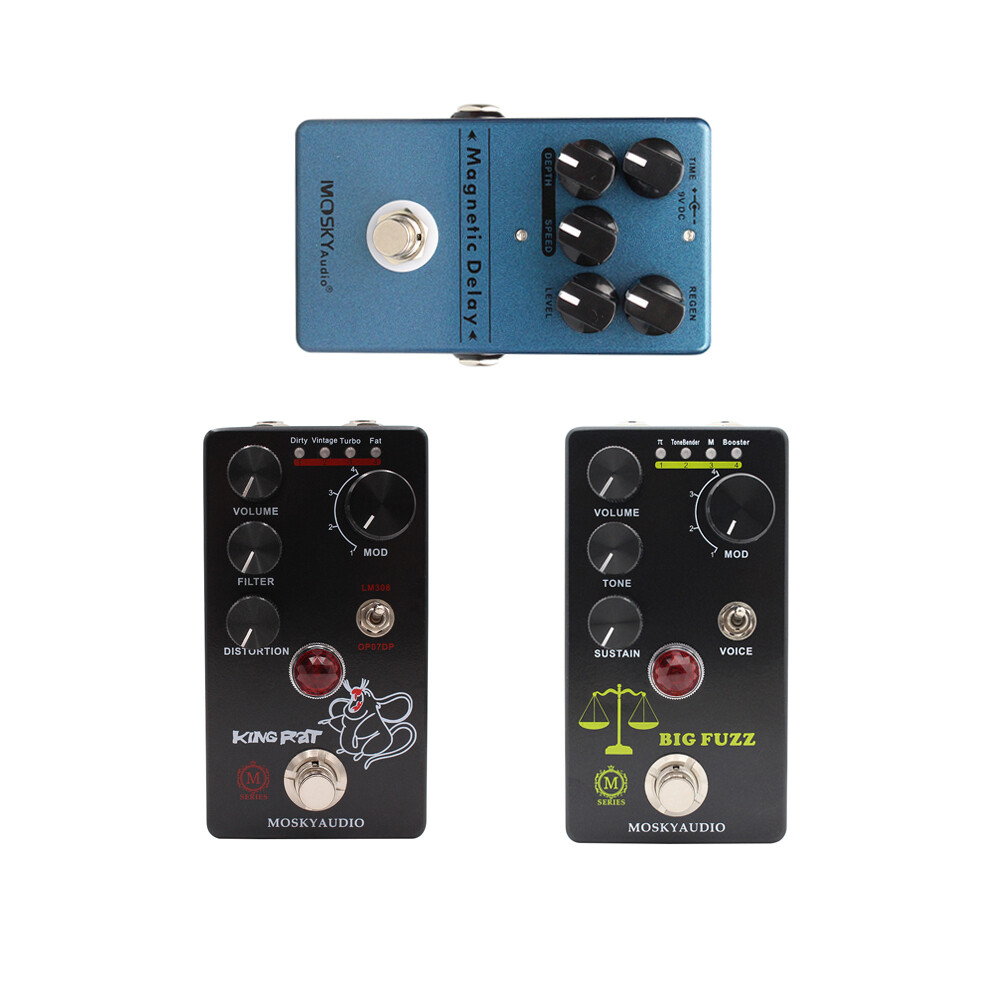 Mosky Magnetic Delay/Fuzz Distortion/Big Fuzz Boost Guitar Effect Pedal LED