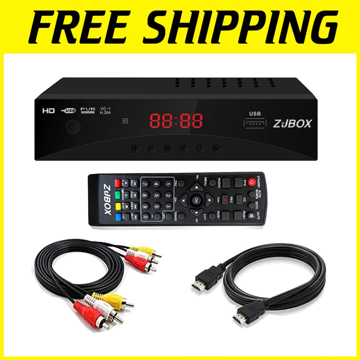 Digital TV Converter Box - ATSC Tuner, 1080P Recording Free USA Shipping