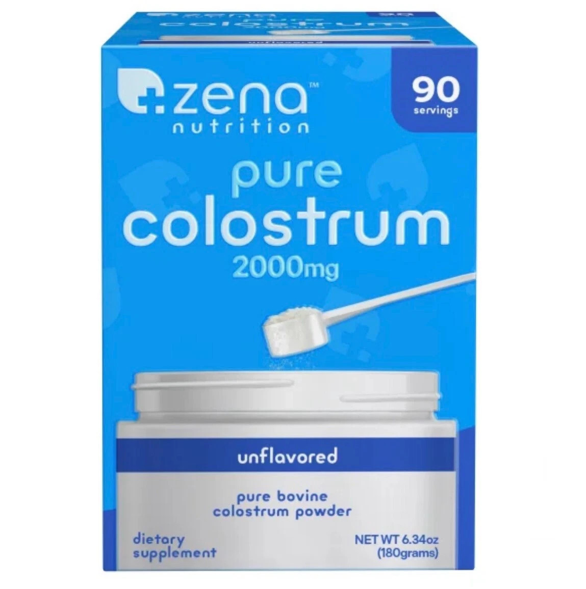Zena Nutrition Pure Colostrum 2000 mg SuperFood , 90 servings Gluten & Soy Free