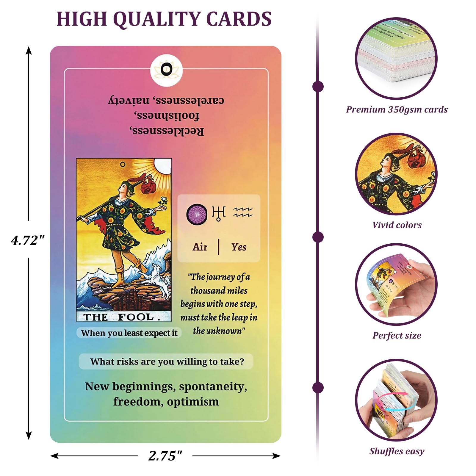 Fofeadm Tarot Cards for Beginners with Guide Medium, Colorful