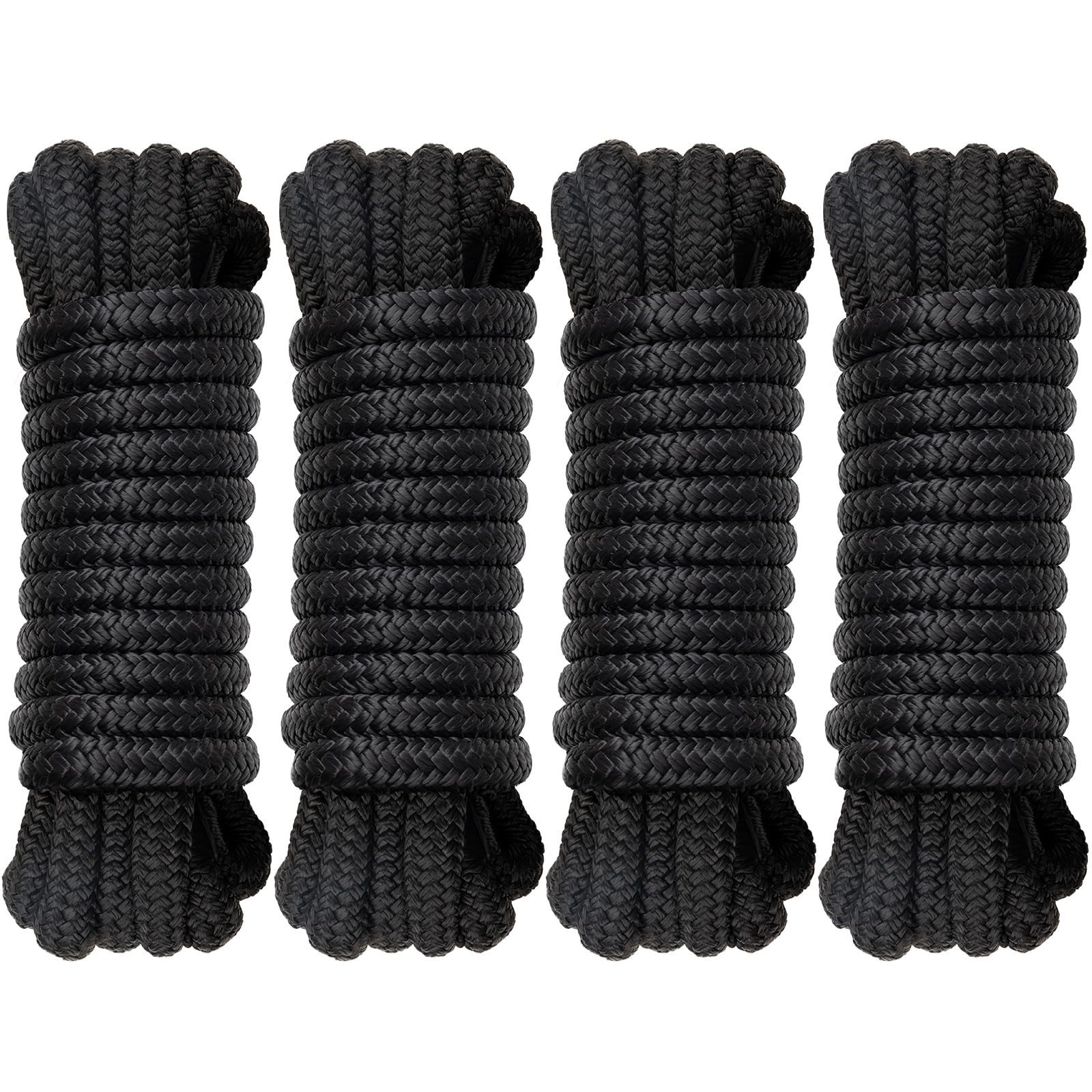 Heavy-Duty Boat Dock Fender Lines 1/2" x 10ft Double Braided Nylon Mooring Ropes