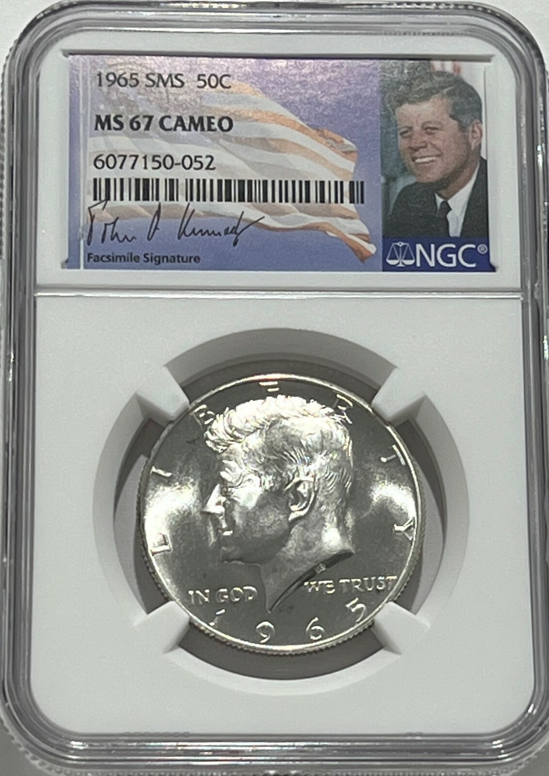 1965 SMS NGC MS67 Cameo Kennedy Half Dollar 50c Special Mint Set Portrait Label