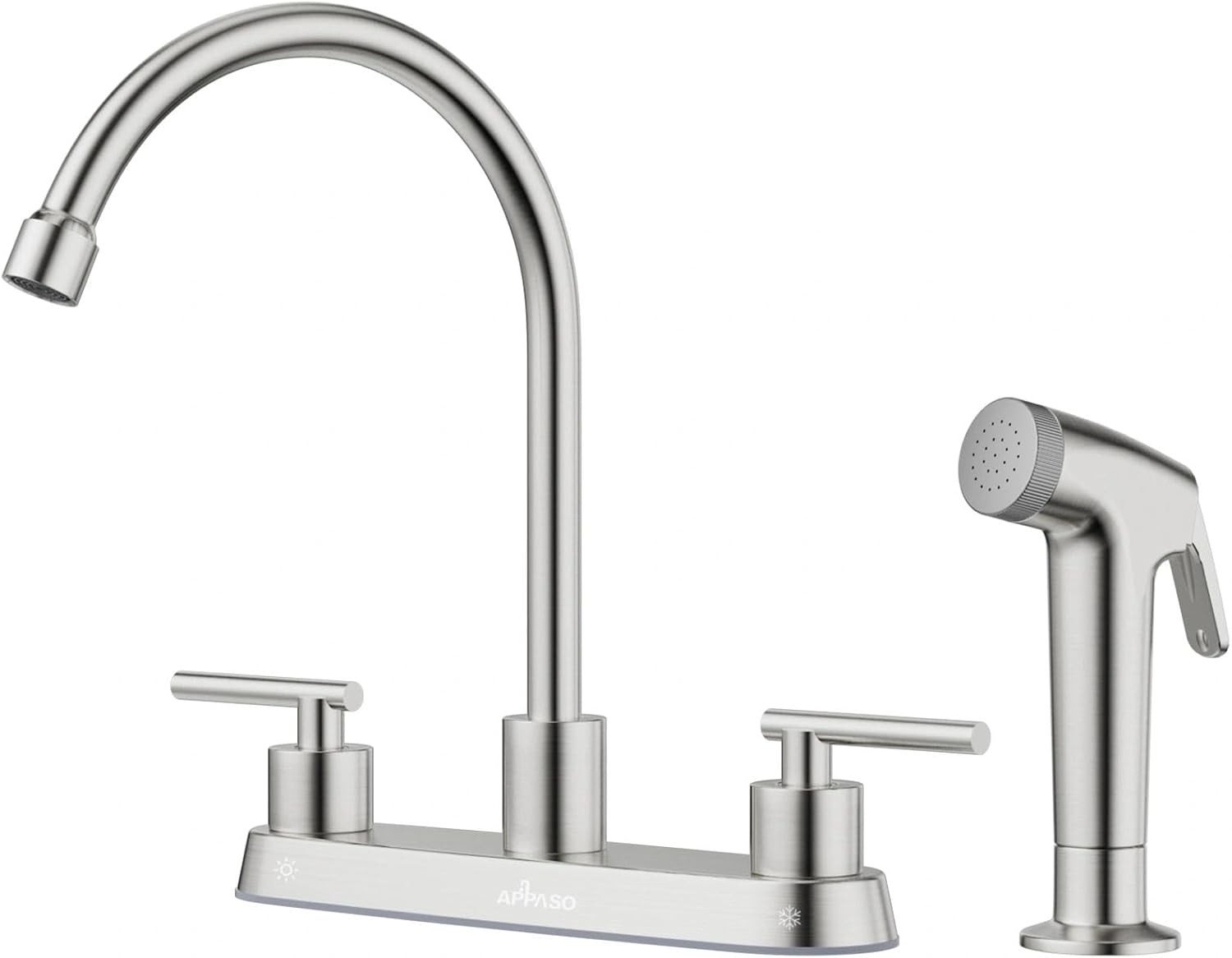 Kitchen Faucet with Side Sprayer, 2-Handle High Arch SUS304 Stainless Steel