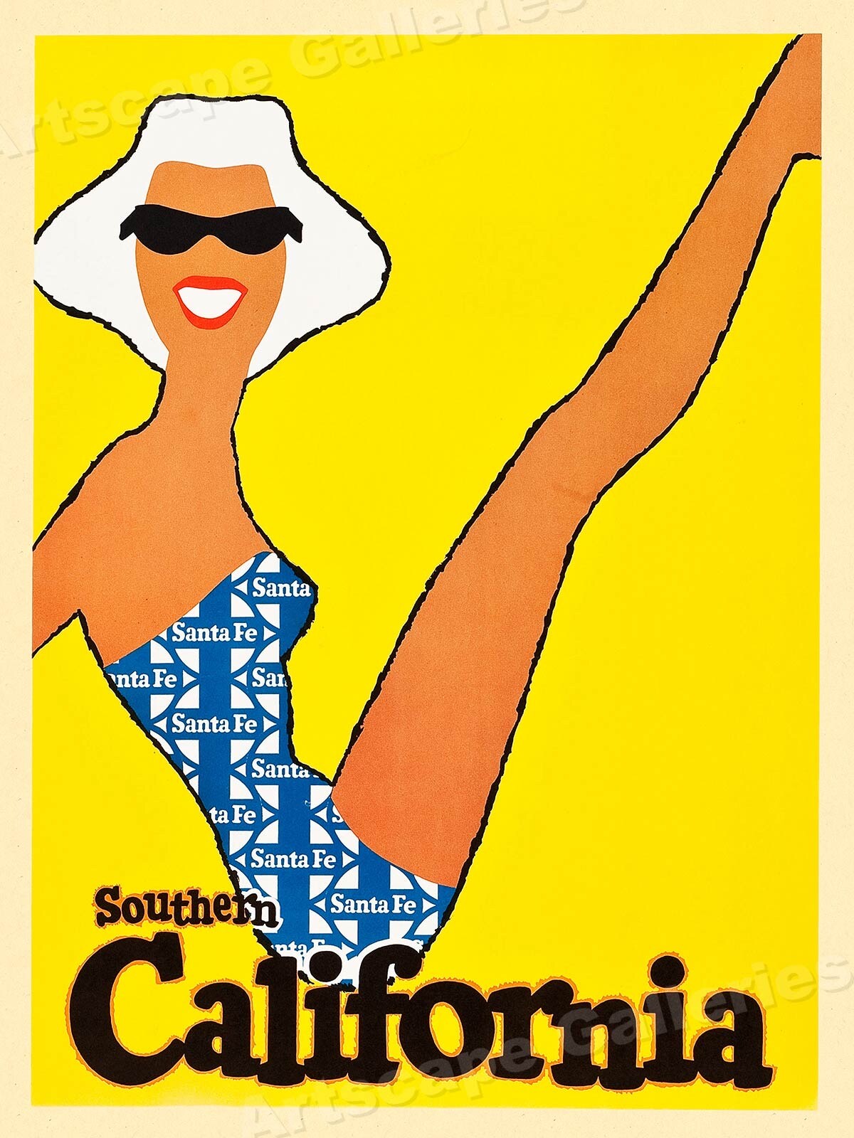 1950 Santa Fe Southern California Vintage Style Travel Poster - 18x24