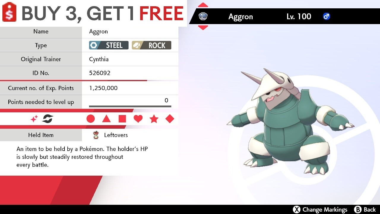 ✨ Shiny Aggron ✨ Pokemon Sword and Shield Perfect IV 🚀Fast Delivery🚀