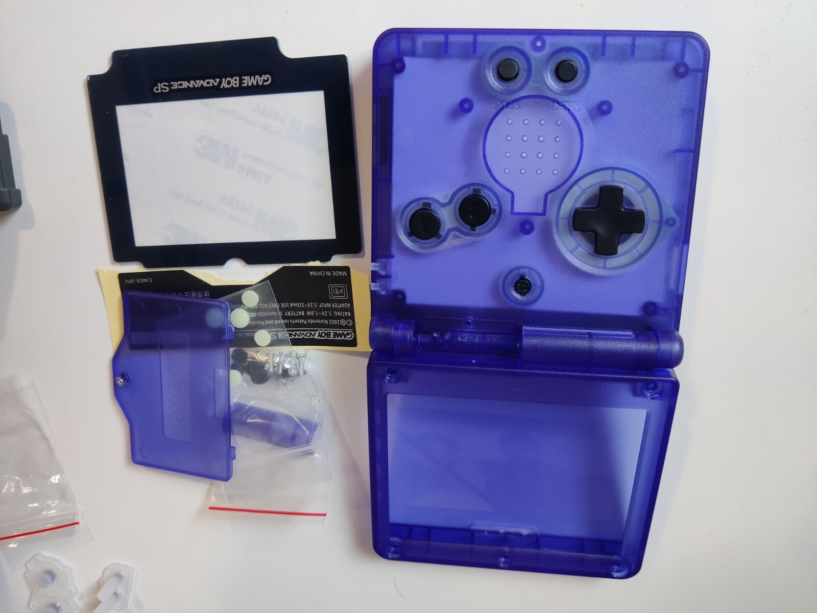 Clear Indigo Purple GBA SP Housing Shell – IPS Ready for Game Boy Advance SP
