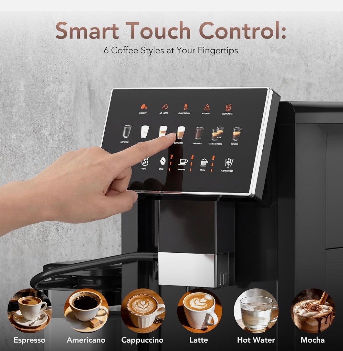 20 Bar Super Automatic Espresso Mac. Fully Automatic Coffee Machine with Grinder
