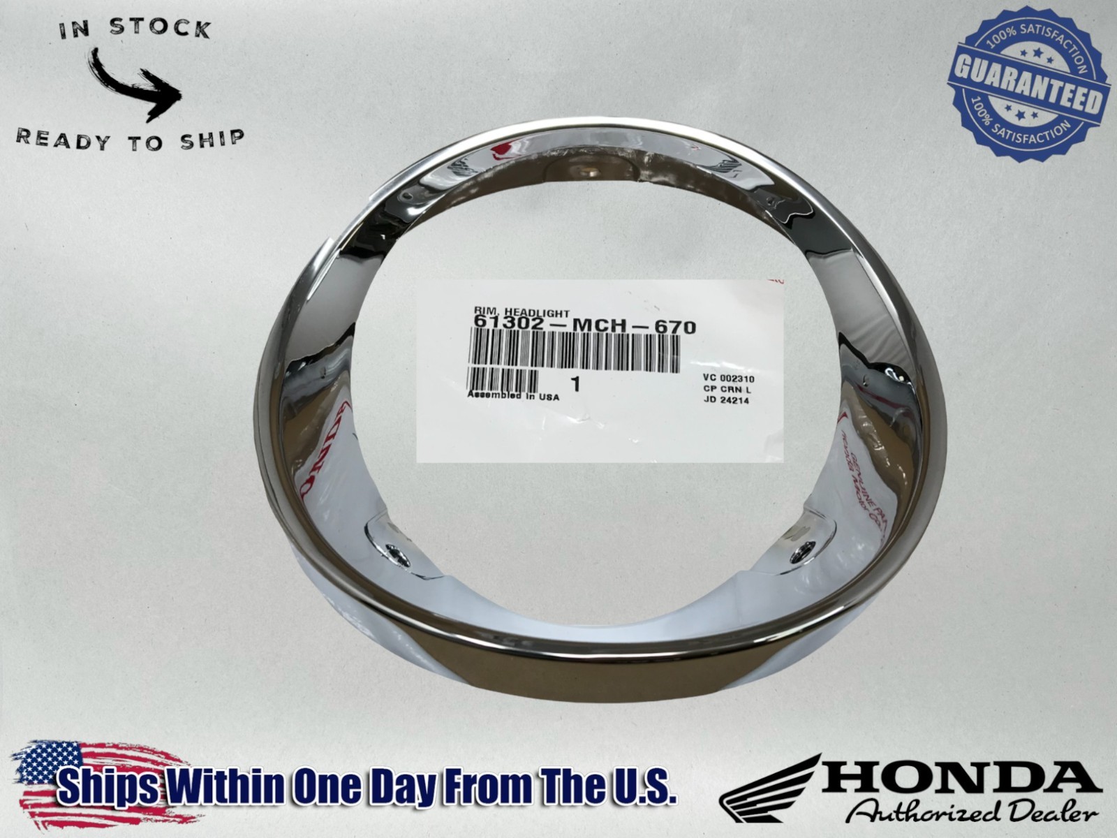Honda OEM Headlight Rim Trim Ring Many VTX Models 61302-MCH-670