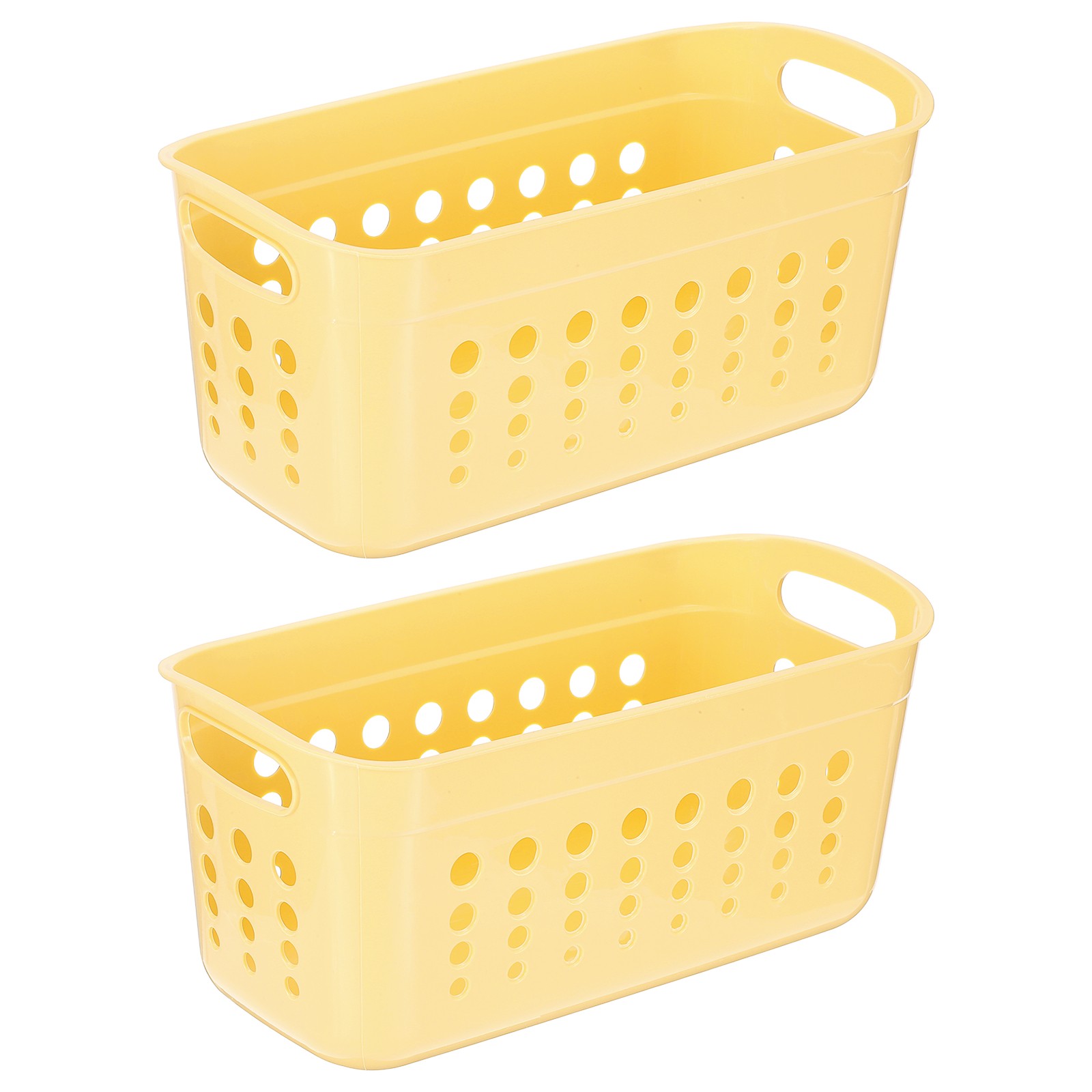 2Pack 13.31x6.81x6.3" Pantry Plastic Storage Baskets Yellow