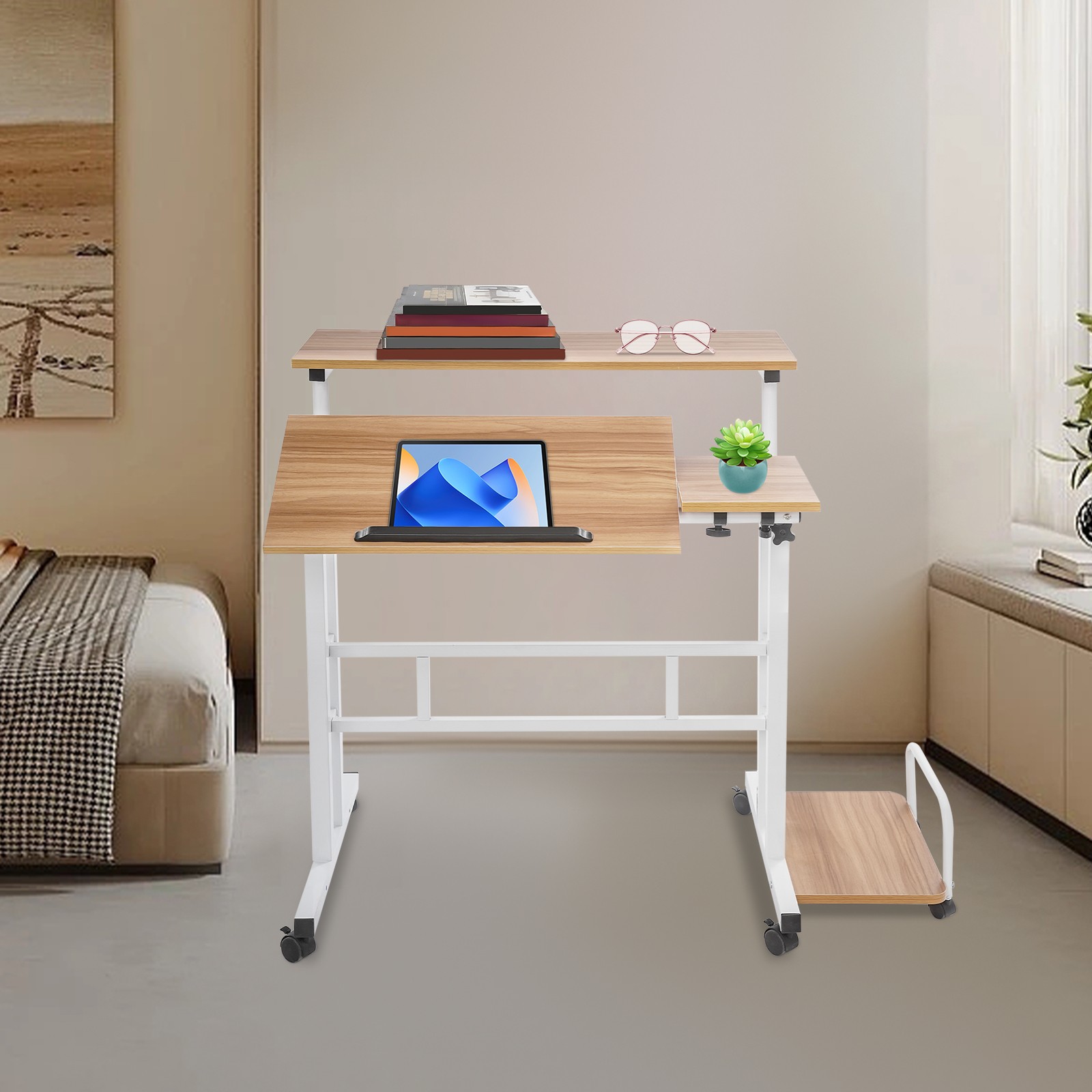 Modern Computer Desk Multi Functional Foldable Computer Table Adjustable Height