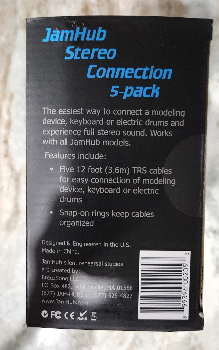 JamHub Jam Hub Stereo Connection 5-pack color coded 12 foot cables