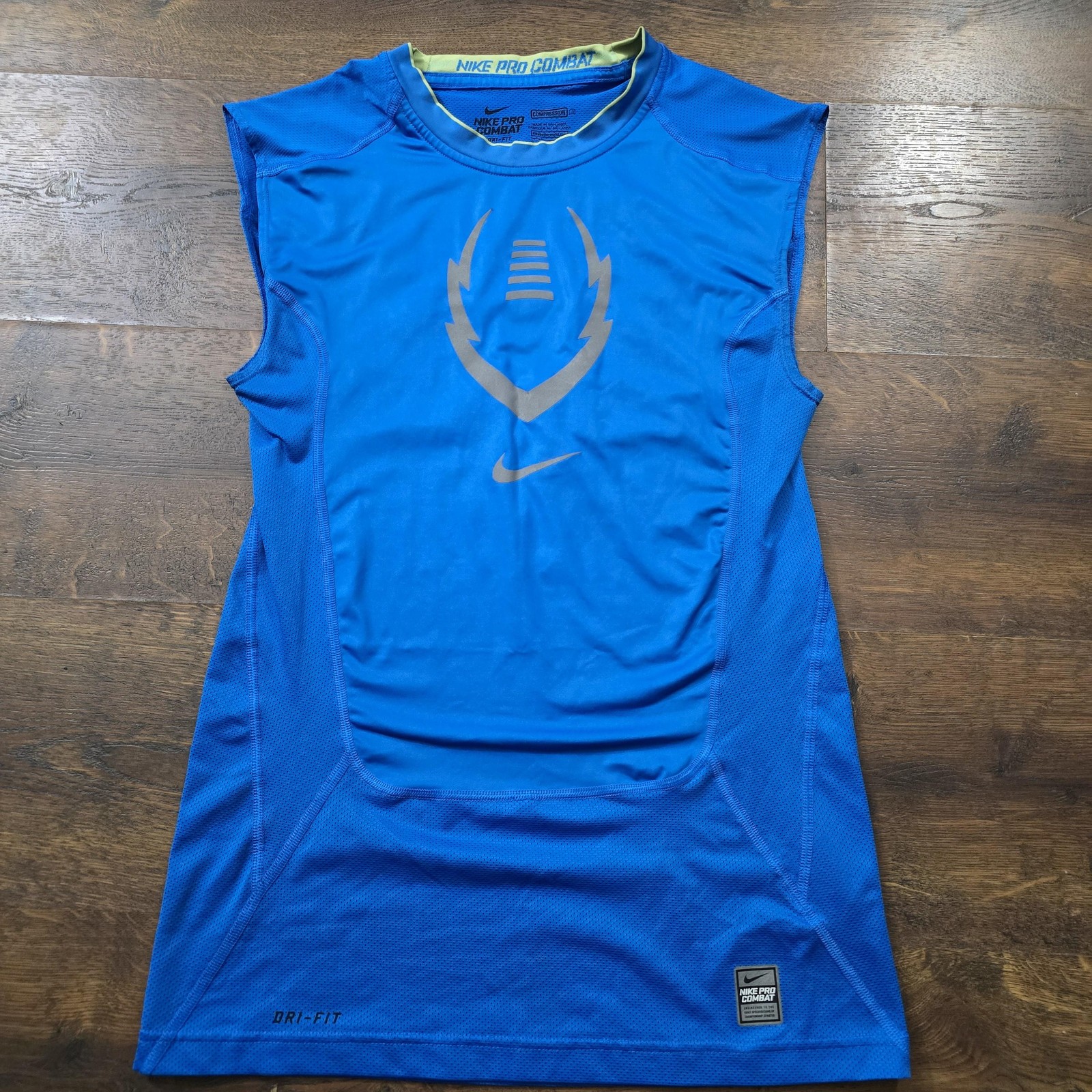 Nike Pro Combat Tank Mens Large Blue Compression Dri-FIT Football Training Top