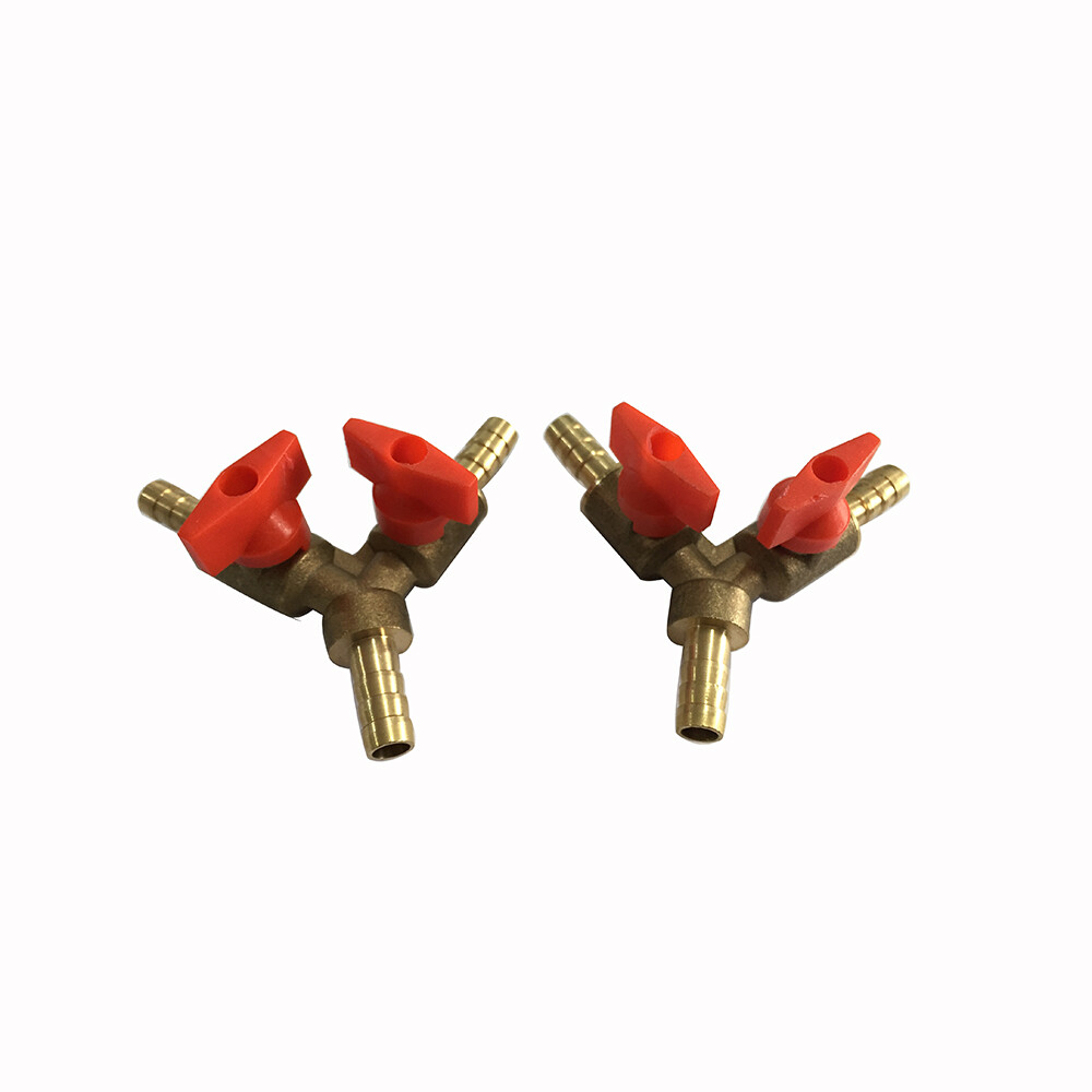 3-Way Tee Brass Y Shut off Ball Valve 5/16" 8mm Barb Fuel Gas Oil Valve CLAMP