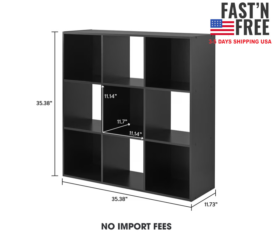 Mainstays 9 Cube Storage Organizer, Black
